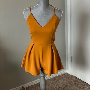 Mustard yellow open back romper